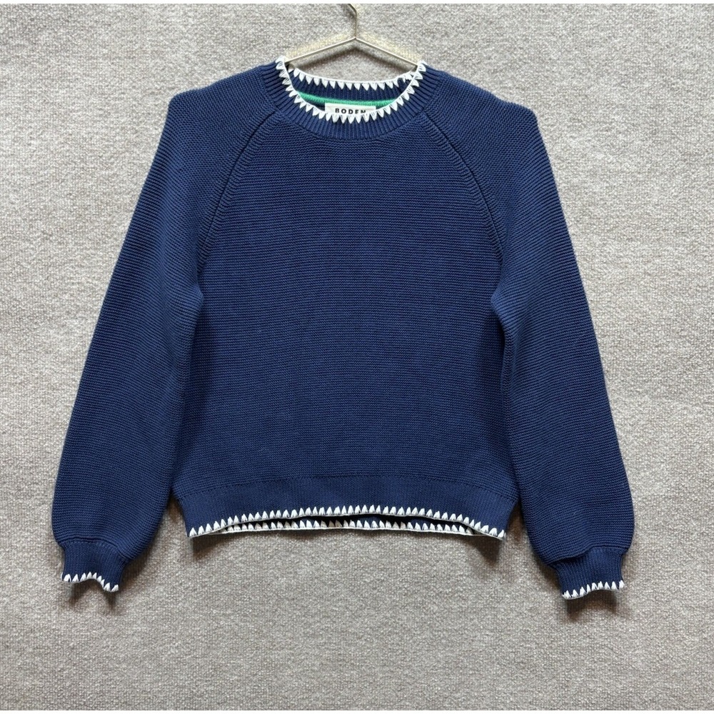 Boden Lena Stitch Detail Jumper Sweater Size XS VNavy Blue Relaxed Fit Crew EUC